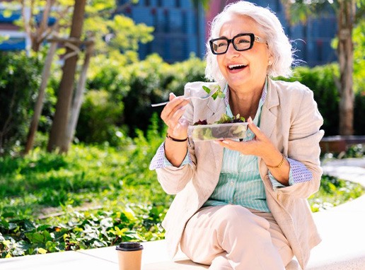Lady enjoys salad