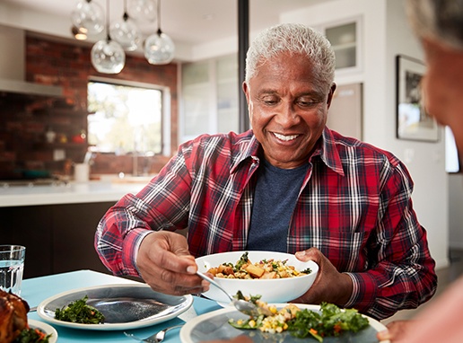 Health benefits of dental implants include the ability to eat a full, nutritious diet