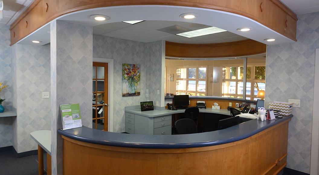 Welcoming dental office reception desk