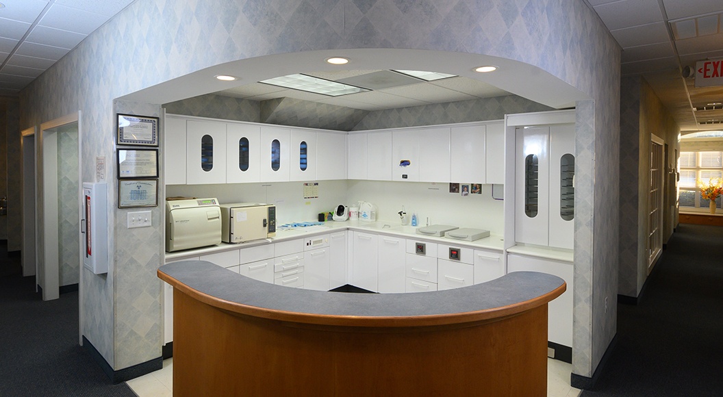 Dental office storage and sanitation area