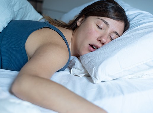 Young woman snoring before sleep apnea treatment