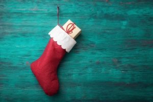 stocking hanging above a fireplace in Rocky Mount